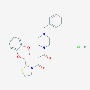 Piperazine, 1-(3-(2-((2-methoxyphenoxy)methyl)-3-thiazolidinyl)-1,3-dioxopropyl)-4-(phenylmethyl)-, monohydrochloride, hydrate