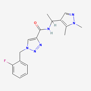 molecular formula C17H19FN6O B6073282 N-[1-(1,5-dimethyl-1H-pyrazol-4-yl)ethyl]-1-(2-fluorobenzyl)-1H-1,2,3-triazole-4-carboxamide 