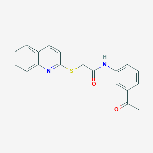 molecular formula C20H18N2O2S B6073335 N-(3-acetylphenyl)-2-quinolin-2-ylsulfanylpropanamide 
