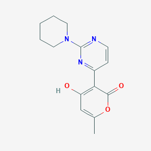 molecular formula C15H17N3O3 B6073345 4-hydroxy-6-methyl-3-[2-(piperidin-1-yl)pyrimidin-4-yl]-2H-pyran-2-one 