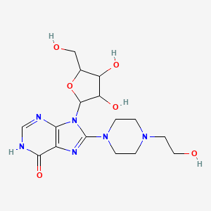 molecular formula C16H24N6O6 B6073363 8-[4-(2-hydroxyethyl)piperazin-1-yl]-9-pentofuranosyl-1,9-dihydro-6H-purin-6-one 