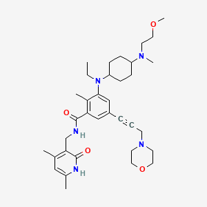 molecular formula C35H51N5O4 B607350 N-[(4,6-dimethyl-2-oxo-1H-pyridin-3-yl)methyl]-3-[ethyl-[4-[2-methoxyethyl(methyl)amino]cyclohexyl]amino]-2-methyl-5-(3-morpholin-4-ylprop-1-ynyl)benzamide CAS No. 1598383-40-4