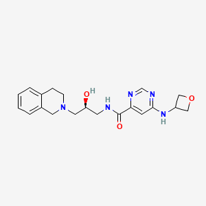 molecular formula C20H25N5O3 B607352 (S)-N-(3-(3,4-二氢异喹啉-2(1H)-基)-2-羟丙基)-6-(氧杂-3-基氨基)嘧啶-4-甲酰胺 CAS No. 1616391-65-1
