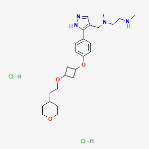 molecular formula C25H40Cl2N4O3 B607353 N,N'-dimethyl-N'-[[5-[4-[3-[2-(oxan-4-yl)ethoxy]cyclobutyl]oxyphenyl]-1H-pyrazol-4-yl]methyl]ethane-1,2-diamine;dihydrochloride 