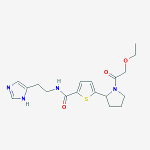 molecular formula C18H24N4O3S B6073594 5-[1-(2-ethoxyacetyl)pyrrolidin-2-yl]-N-[2-(1H-imidazol-5-yl)ethyl]thiophene-2-carboxamide 