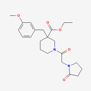 molecular formula C22H30N2O5 B6073602 Ethyl 3-[(3-methoxyphenyl)methyl]-1-[2-(2-oxopyrrolidin-1-yl)acetyl]piperidine-3-carboxylate 
