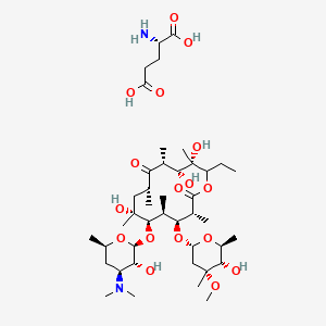 molecular formula C42H76N2O17 B607369 (2S)-2-aminopentanedioic acid;(3R,4S,5S,6R,7R,9R,11R,12R,13S,14R)-6-[(2S,3R,4S,6R)-4-(dimethylamino)-3-hydroxy-6-methyloxan-2-yl]oxy-14-ethyl-7,12,13-trihydroxy-4-[(2R,4R,5S,6S)-5-hydroxy-4-methoxy-4,6-dimethyloxan-2-yl]oxy-3,5,7,9,11,13-hexamethyl-oxacyclotetradecane-2,10-dione CAS No. 16667-03-1