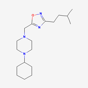 molecular formula C18H32N4O B6073745 5-[(4-Cyclohexylpiperazin-1-yl)methyl]-3-(3-methylbutyl)-1,2,4-oxadiazole 