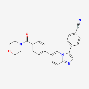 molecular formula C25H20N4O2 B607376 4-(6-(4-(Morpholine-4-carbonyl)phenyl)imidazo[1,2-a]pyridin-3-yl)benzonitrile CAS No. 1464151-33-4