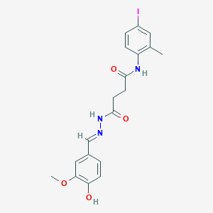 molecular formula C19H20IN3O4 B6073767 N'-[(E)-(4-hydroxy-3-methoxyphenyl)methylideneamino]-N-(4-iodo-2-methylphenyl)butanediamide 