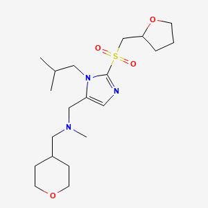 molecular formula C20H35N3O4S B6073831 N-methyl-N-[[3-(2-methylpropyl)-2-(oxolan-2-ylmethylsulfonyl)imidazol-4-yl]methyl]-1-(oxan-4-yl)methanamine 