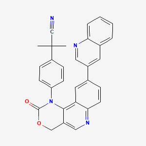 molecular formula C30H22N4O2 B607384 2-methyl-2-(4-(2-oxo-9-(quinolin-3-yl)-2,4-dihydro-1H-[1,3]oxazino[5,4-c]quinolin-1-yl)phenyl)propanenitrile CAS No. 1345675-02-6