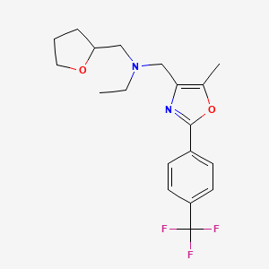 molecular formula C19H23F3N2O2 B6073885 N-[[5-methyl-2-[4-(trifluoromethyl)phenyl]-1,3-oxazol-4-yl]methyl]-N-(oxolan-2-ylmethyl)ethanamine 