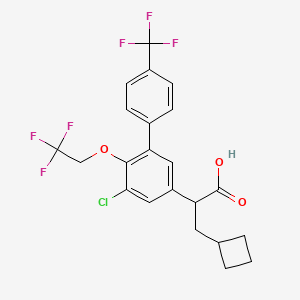 molecular formula C22H19ClF6O3 B607392 2-(5-Chloro-6-(2,2,2-trifluoroethoxy)-4'-(trifluoromethyl)biphenyl-3-yl)-3-cyclobutylpropanoic acid CAS No. 1447811-26-8