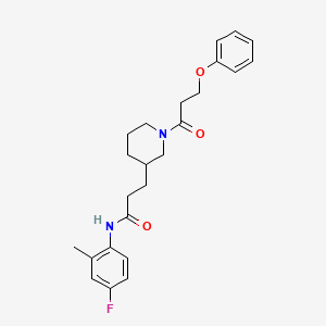 molecular formula C24H29FN2O3 B6074079 N-(4-fluoro-2-methylphenyl)-3-[1-(3-phenoxypropanoyl)piperidin-3-yl]propanamide 