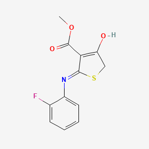 molecular formula C12H10FNO3S B6074113 Methyl 2-[(2-fluorophenyl)amino]-4-oxo-4,5-dihydrothiophene-3-carboxylate 