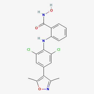 molecular formula C18H15Cl2N3O3 B607420 2-((2,6-Dichloro-4-(3,5-dimethylisoxazol-4-yl)phenyl)amino)-N-hydroxybenzamide CAS No. 2243736-45-8