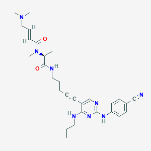 molecular formula C29H38N8O2 B607442 (S,E)-N-(1-((5-(2-((4-Cyanophenyl)amino)-4-(propylamino)pyrimidin-5-yl)pent-4-yn-1-yl)amino)-1-oxopropan-2-yl)-4-(dimethylamino)-N-methylbut-2-enamide CAS No. 1472797-69-5