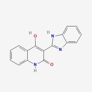 molecular formula C16H11N3O2 B607444 3-(1H-benzo[d]imidazol-2-yl)-4-hydroxyquinolin-2(1H)-one CAS No. 144335-37-5