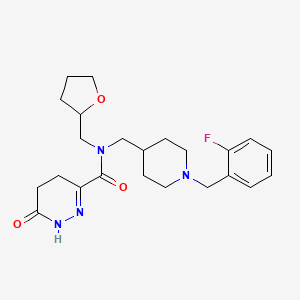molecular formula C23H31FN4O3 B6074457 N-{[1-(2-fluorobenzyl)-4-piperidinyl]methyl}-6-oxo-N-(tetrahydro-2-furanylmethyl)-1,4,5,6-tetrahydro-3-pyridazinecarboxamide 