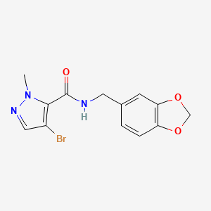 molecular formula C13H12BrN3O3 B6074567 N~5~-(1,3-BENZODIOXOL-5-YLMETHYL)-4-BROMO-1-METHYL-1H-PYRAZOLE-5-CARBOXAMIDE 