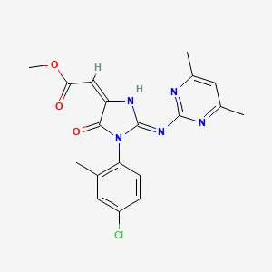 molecular formula C19H18ClN5O3 B6074962 methyl (2E)-{1-(4-chloro-2-methylphenyl)-2-[(4,6-dimethylpyrimidin-2-yl)amino]-5-oxo-1,5-dihydro-4H-imidazol-4-ylidene}ethanoate 