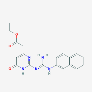 molecular formula C19H19N5O3 B6075023 ethyl {2-[N'-(naphthalen-2-yl)carbamimidamido]-6-oxo-1,6-dihydropyrimidin-4-yl}acetate 