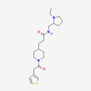 molecular formula C21H33N3O2S B6075222 N-[(1-ethylpyrrolidin-2-yl)methyl]-3-[1-(2-thiophen-3-ylacetyl)piperidin-4-yl]propanamide 