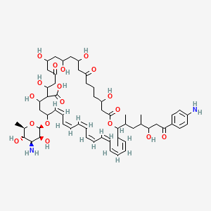 (23Z,25Z,27Z,29Z,31Z,33Z,35Z)-22-[(2R,3S,4S,5S,6R)-4-amino-3,5-dihydroxy-6-methyloxan-2-yl]oxy-38-[7-(4-aminophenyl)-5-hydroxy-4-methyl-7-oxoheptan-2-yl]-4,10,12,14,18,20-hexahydroxy-37-methyl-2,8,16-trioxo-1-oxacyclooctatriaconta-23,25,27,29,31,33,35-heptaene-19-carboxylic acid