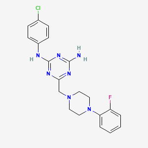 molecular formula C20H21ClFN7 B6075462 N-(4-chlorophenyl)-6-{[4-(2-fluorophenyl)piperazin-1-yl]methyl}-1,3,5-triazine-2,4-diamine 