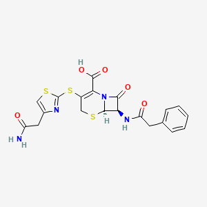 5-Thia-1-azabicyclo(4.2.0)oct-2-ene-2-carboxylic acid, 3-((4-(2-amino-2-oxoethyl)-2-thiazolyl)thio)-8-oxo-7-((phenylacetyl)amino)-, (6R-trans)-