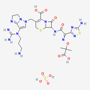 3-[[7-[3-Aminopropyl(carbamimidoyl)amino]-2,3-dihydroimidazo[1,2-b]pyrazol-5-yl]methyl]-7-[[2-(5-amino-1,2,4-thiadiazol-3-yl)-2-(2-carboxypropan-2-yloxyimino)acetyl]amino]-8-oxo-5-thia-1-azabicyclo[4.2.0]oct-2-ene-2-carboxylic acid;sulfuric acid