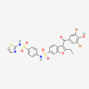 molecular formula C17H12Br2O6S B607554 3-(3,5-Dibromo-4-hydroxy-benzoyl)-2-ethyl-benzofuran-6-sulfonic acid [4-(thiazol-2-ylsulfamoyl)-phenyl]-amide CAS No. 765317-72-4