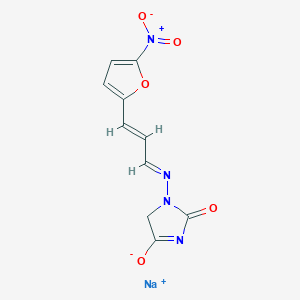 molecular formula C10H7N4NaO5 B607568 Hydantoin, 1-((3-(5-nitro-2-furyl)allylidene)amino)-, monosodium salt CAS No. 22060-47-5