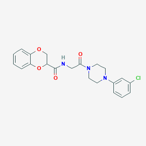 molecular formula C21H22ClN3O4 B6075724 N-{2-[4-(3-chlorophenyl)piperazin-1-yl]-2-oxoethyl}-2,3-dihydro-1,4-benzodioxine-2-carboxamide 