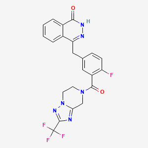 molecular formula C22H16F4N6O2 B607573 4-[[4-fluoro-3-[2-(trifluoromethyl)-6,8-dihydro-5H-[1,2,4]triazolo[1,5-a]pyrazine-7-carbonyl]phenyl]methyl]-2H-phthalazin-1-one CAS No. 1358715-18-0