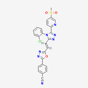 molecular formula C25H16ClN7O3S B607578 4-{5-[(E)-2-{4-(2-Chlorophenyl)-5-[5-(Methylsulfonyl)pyridin-2-Yl]-4h-1,2,4-Triazol-3-Yl}ethenyl]-1,3,4-Oxadiazol-2-Yl}benzonitrile CAS No. 1380672-07-0
