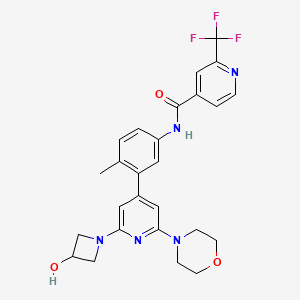 molecular formula C26H26F3N5O3 B607579 N-(3-(2-(3-hydroxyazetidin-1-yl)-6-morpholinopyridin-4-yl)-4-methylphenyl)-2-(trifluoromethyl)isonicotinamide CAS No. 1800397-42-5