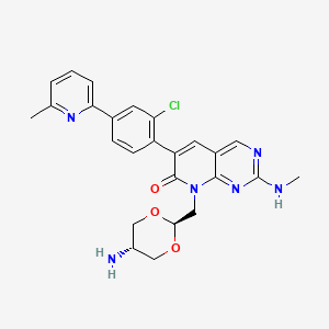 molecular formula C25H25ClN6O3 B607583 8-[(反式-5-氨基-1,3-二氧杂环-2-基)甲基]-6-[2-氯-4-(6-甲基吡啶-2-基)苯基]-2-(甲基氨基)吡啶并[2,3-d]嘧啶-7(8h)-酮 CAS No. 1648863-90-4