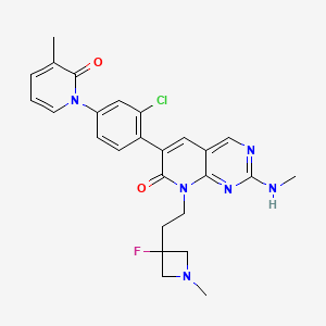 molecular formula C26H26ClFN6O2 B607585 6-[2-Chloro-4-(3-methyl-2-oxopyridin-1-yl)phenyl]-8-[2-(3-fluoro-1-methylazetidin-3-yl)ethyl]-2-(methylamino)pyrido[2,3-d]pyrimidin-7-one CAS No. 1926204-95-6