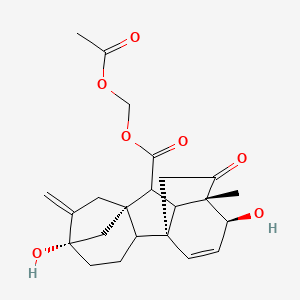 molecular formula C23H28O7 B607587 acetoxymethyl (1S,2S,4aS,7S,9aS,10S)-2,7-dihydroxy-1-methyl-8-methylene-13-oxo-1,2,4b,5,6,7,8,9,10,10a-decahydro-1,4a-ethano-7,9a-methanobenzo[a]azulene-10-carboxylate CAS No. 1373154-68-7