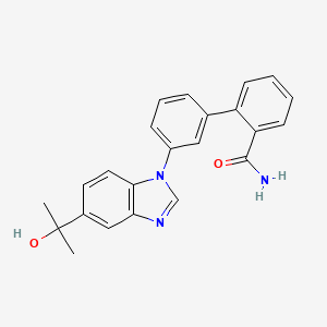 molecular formula C23H21N3O2 B607588 3'-(5-(2-Hydroxypropan-2-yl)-1H-benzo[d]imidazol-1-yl)-[1,1'-biphenyl]-2-carboxamide CAS No. 951654-29-8