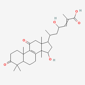 molecular formula C30H44O6 B607598 4-hydroxy-6-(15-hydroxy-4,4,10,13,14-pentamethyl-3,11-dioxo-2,5,6,7,12,15,16,17-octahydro-1H-cyclopenta[a]phenanthren-17-yl)-2-methylhept-2-enoic acid CAS No. 102607-22-7