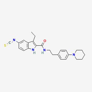 molecular formula C25H28N4OS B607604 3-乙基-5-异硫氰酸酯-N-[2-(4-哌啶-1-基苯基)乙基]-1H-吲哚-2-甲酰胺 CAS No. 1663564-42-8