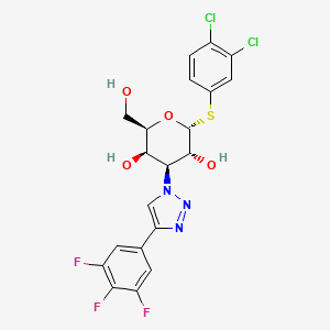 molecular formula C20H16Cl2F3N3O4S B607606 (2R,3R,4S,5R,6R)-2-(3,4-dichlorophenyl)sulfanyl-6-(hydroxymethyl)-4-[4-(3,4,5-trifluorophenyl)triazol-1-yl]oxane-3,5-diol CAS No. 1978336-61-6