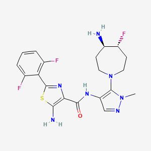 molecular formula C20H22F3N7OS B607617 5-amino-N-{5-[(4R,5R)-4-amino-5-fluoroazepan-1-yl]-1-methyl-1H-pyrazol-4-yl}-2-(2,6-difluorophenyl)-1,3-thiazole-4-carboxamide CAS No. 1428569-85-0