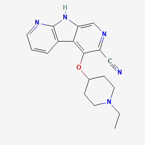 molecular formula C18H19N5O B607619 5-((1-乙基-4-哌啶基)氧基)-9H-吡咯并[2,3-b:5,4-c']二吡啶-6-腈 CAS No. 1200129-48-1