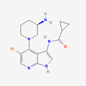 molecular formula C16H20BrN5O B607621 (R)-N-(4-(3-aminopiperidin-1-yl)-5-bromo-1H-pyrrolo[2,3-b]pyridin-3-yl)cyclopropanecarboxamide CAS No. 1196541-47-5