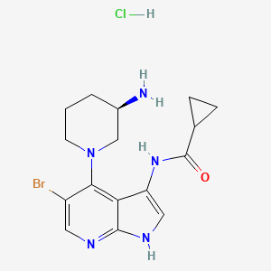 molecular formula C16H21BrClN5O B607622 (R)-N-(4-(3-Aminopiperidin-1-yl)-5-bromo-1H-pyrrolo[2,3-b]pyridin-3-yl)cyclopropanecarboxamide hydrochloride CAS No. 1196504-54-7