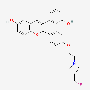 molecular formula C28H28FNO4 B607623 (S)-2-(4-(2-(3-(氟甲基)氮杂环丁-1-基)乙氧基)苯基)-3-(3-羟基苯基)-4-甲基-2H-色满-6-醇 CAS No. 1642297-01-5